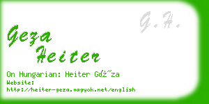geza heiter business card